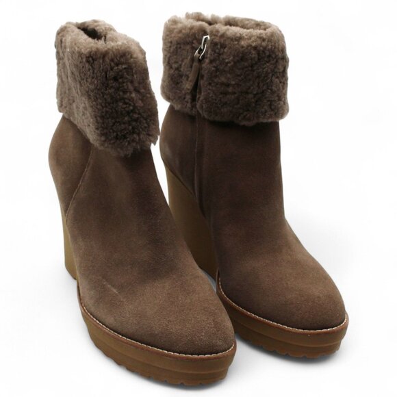 Lauren Ralph Lauren Steph Shearling Trim Suede Booties - Picture 2 of 7